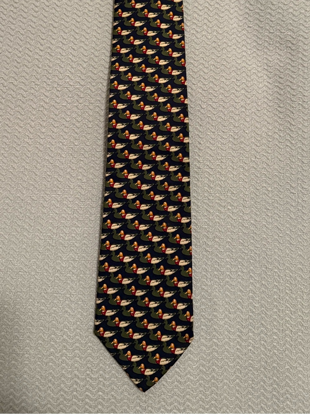 Brooks Brothers Black Silk Tie with Repeating Duck Motif